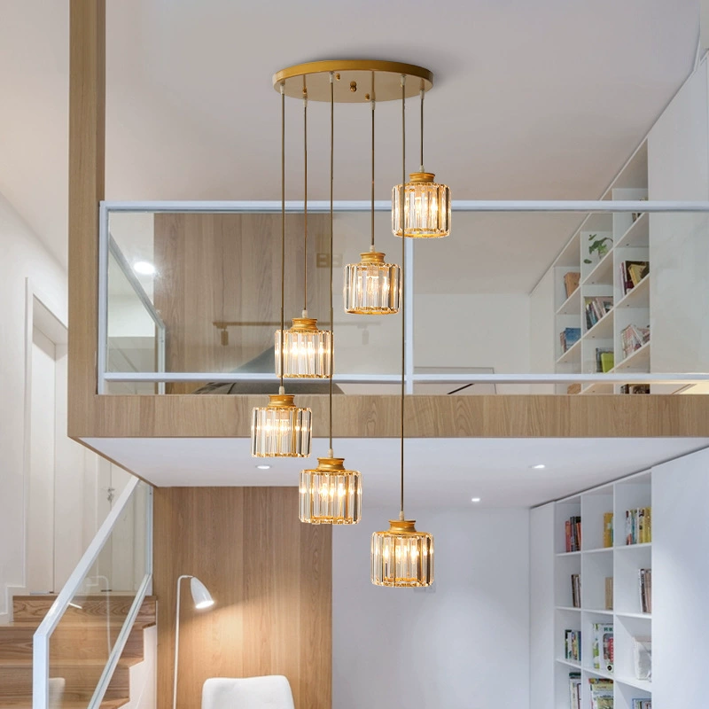 Elegant Grand Ceiling Light – Vintage Crystal Staircase Chandelier – Gold