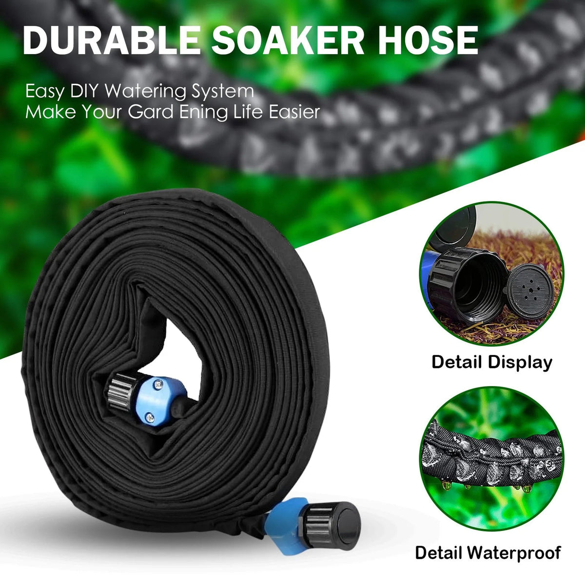 100ft Soaker Hose for Accurate Garden Root Irrigation