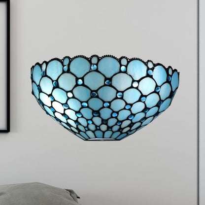 Tiffany Stained Glass Shade Wall Sconce for Indoor Living Room Lighting – Blue