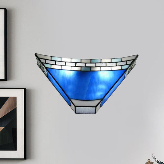 Tiffany Stained Glass Shade Wall Sconce for Indoor Living Room Lighting – Blue