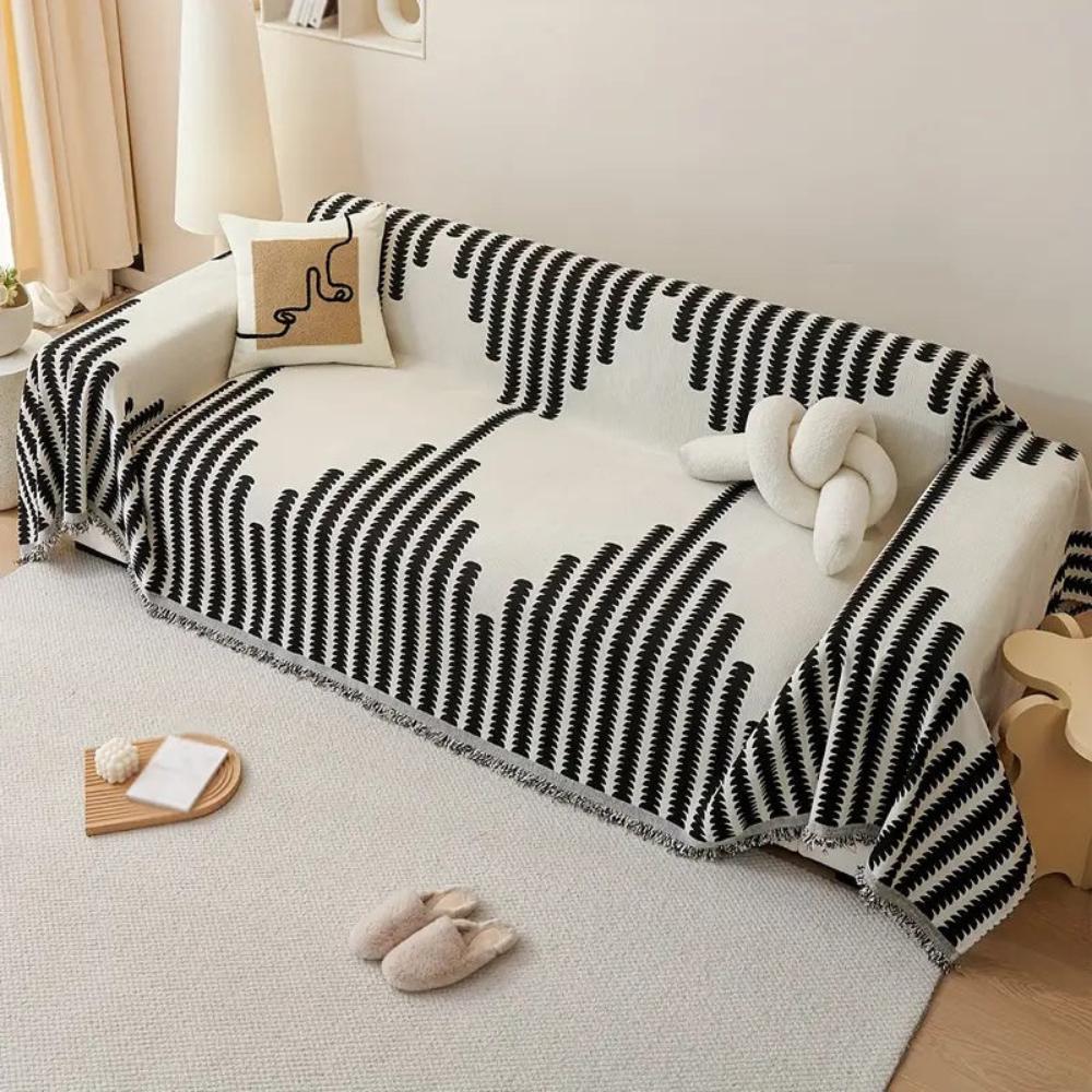 Chic Botanical Sofa Protector for Stylish Living Rooms – Black