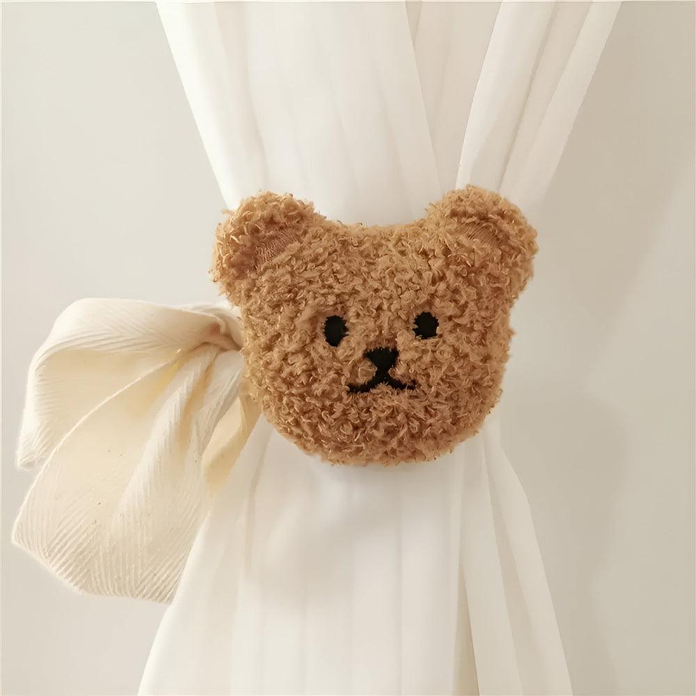 Charming Plush Animal Curtain Holders for Kids' Rooms – Chocolate Brown