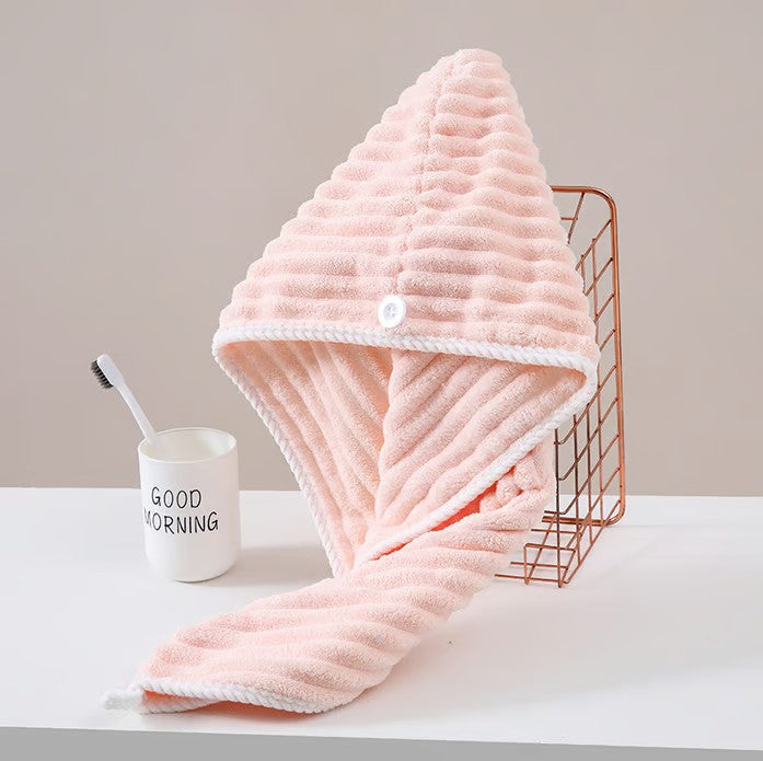Rapid-Dry Absorbent Hair Towel Cap for Effortless Drying – Light Pink