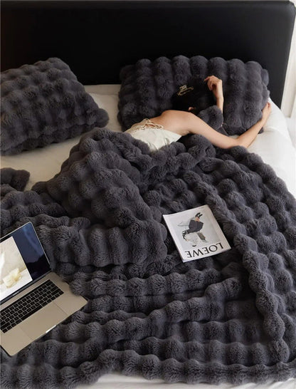 Cozy Fleece Blanket | Reversible Design – Dark Gray