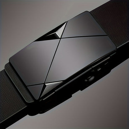 Men's Classic Adjustable Cowhide Waist Belt with Automatic Buckle