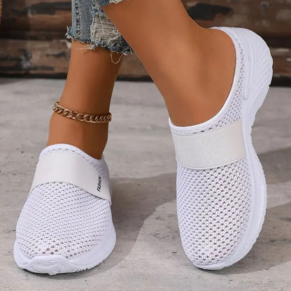 AirStride – Lightweight Mesh Slip-On Sneakers for Women – White