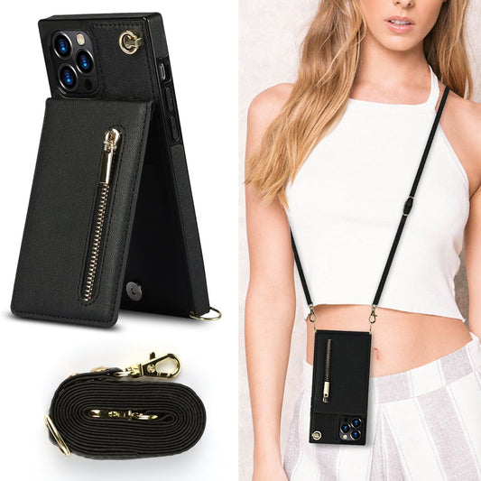 Hands-Free Smartphone Crossbody Wallet Case – Black