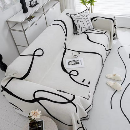 Chic Reversible Chenille Sofa Protector with Abstract Design