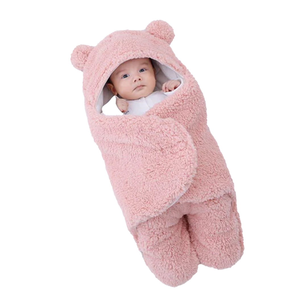 Cozy Bear Swaddle Blanket for Infants – Light Pink