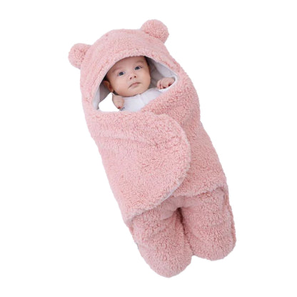 Cozy Bear Swaddle Blanket for Infants – Light Pink