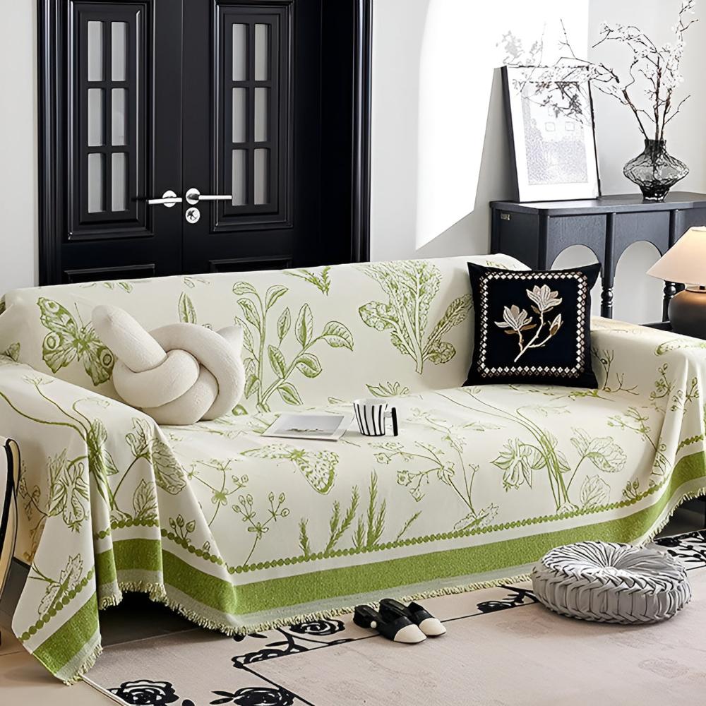 Chic Botanical Sofa Protector – Green