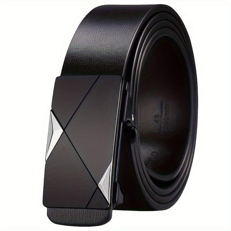 Men's Classic Adjustable Cowhide Waist Belt with Automatic Buckle