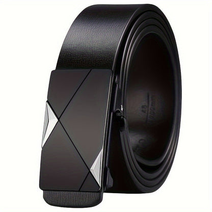 Men's Classic Adjustable Cowhide Waist Belt with Automatic Buckle