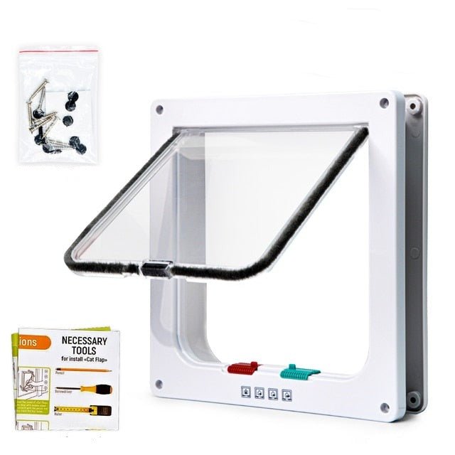 Smart Access Pet Door with 4-Way Lock System – White