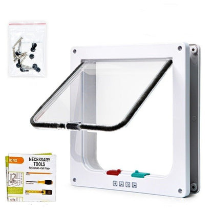 Smart Access Pet Door with 4-Way Lock System – White