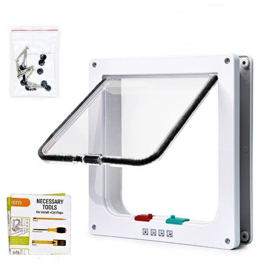 Smart Access Pet Door with 4-Way Lock System – White