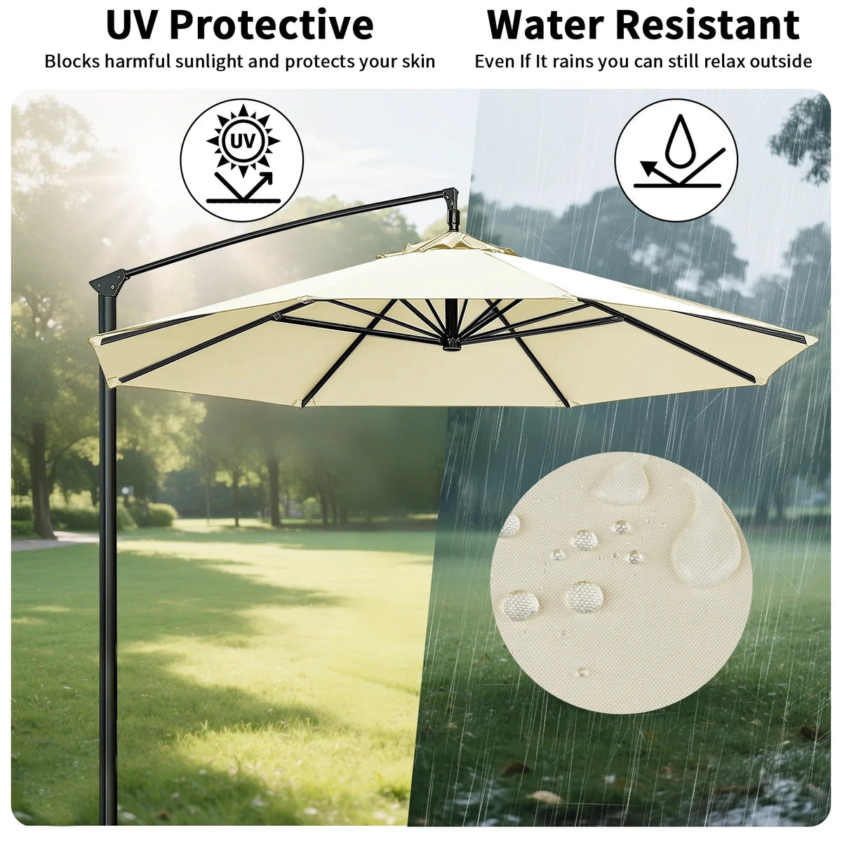 Waterproof Replacement Sun Umbrella Cover for 6/8 Ribs - Outdoor Use for Garden and Patio