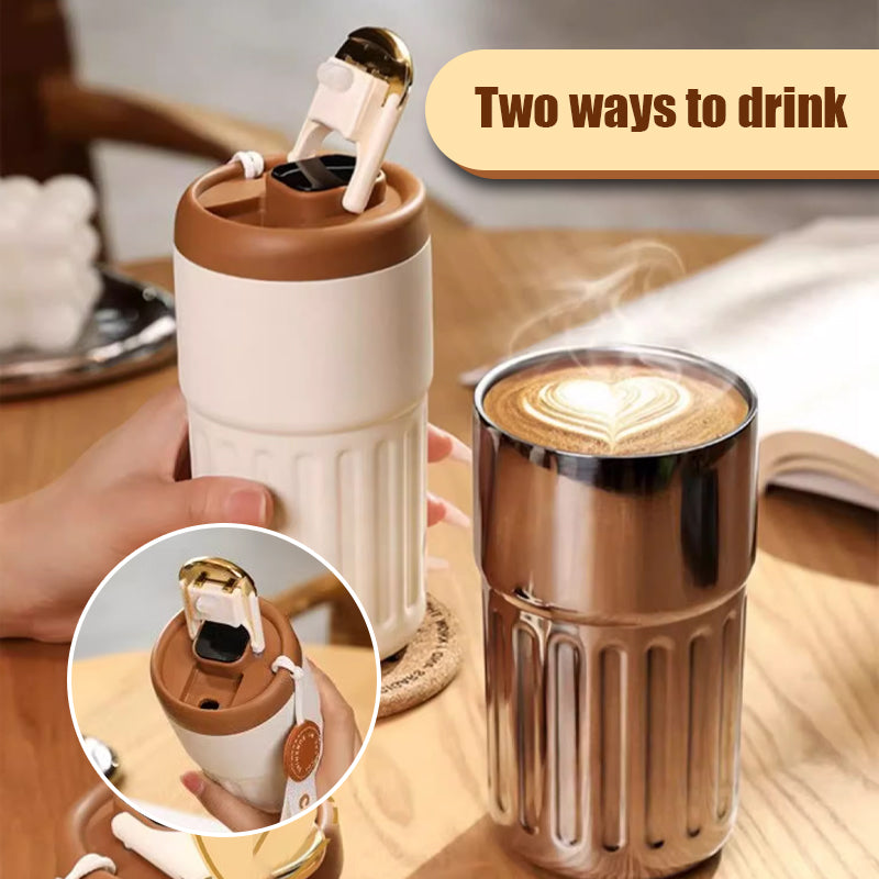Smart Insulated Coffee Mug with Temperature Display – White-Coffee Lock