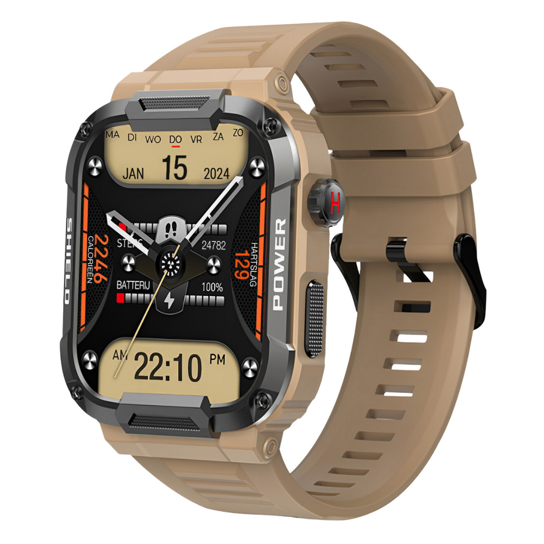 Robust Smartwatch with Health Monitor – Shock Resistant and Waterproof – Beige