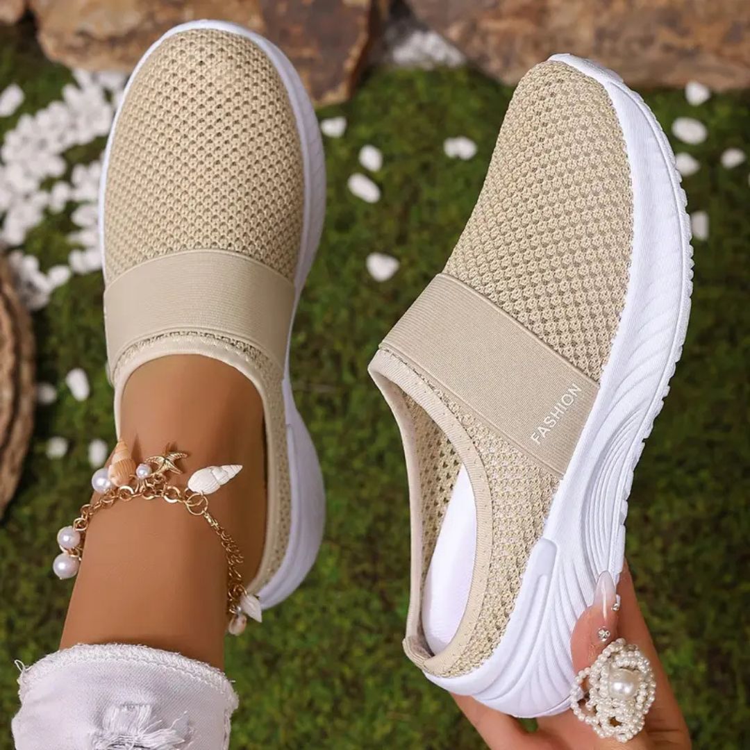 AirStride – Lightweight Mesh Slip-On Sneakers for Women – Beige