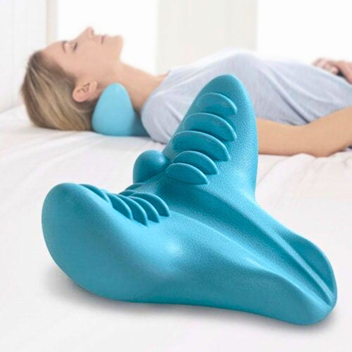 Ergonomic Neck Relief Pillow for Comfort and Support – Blue
