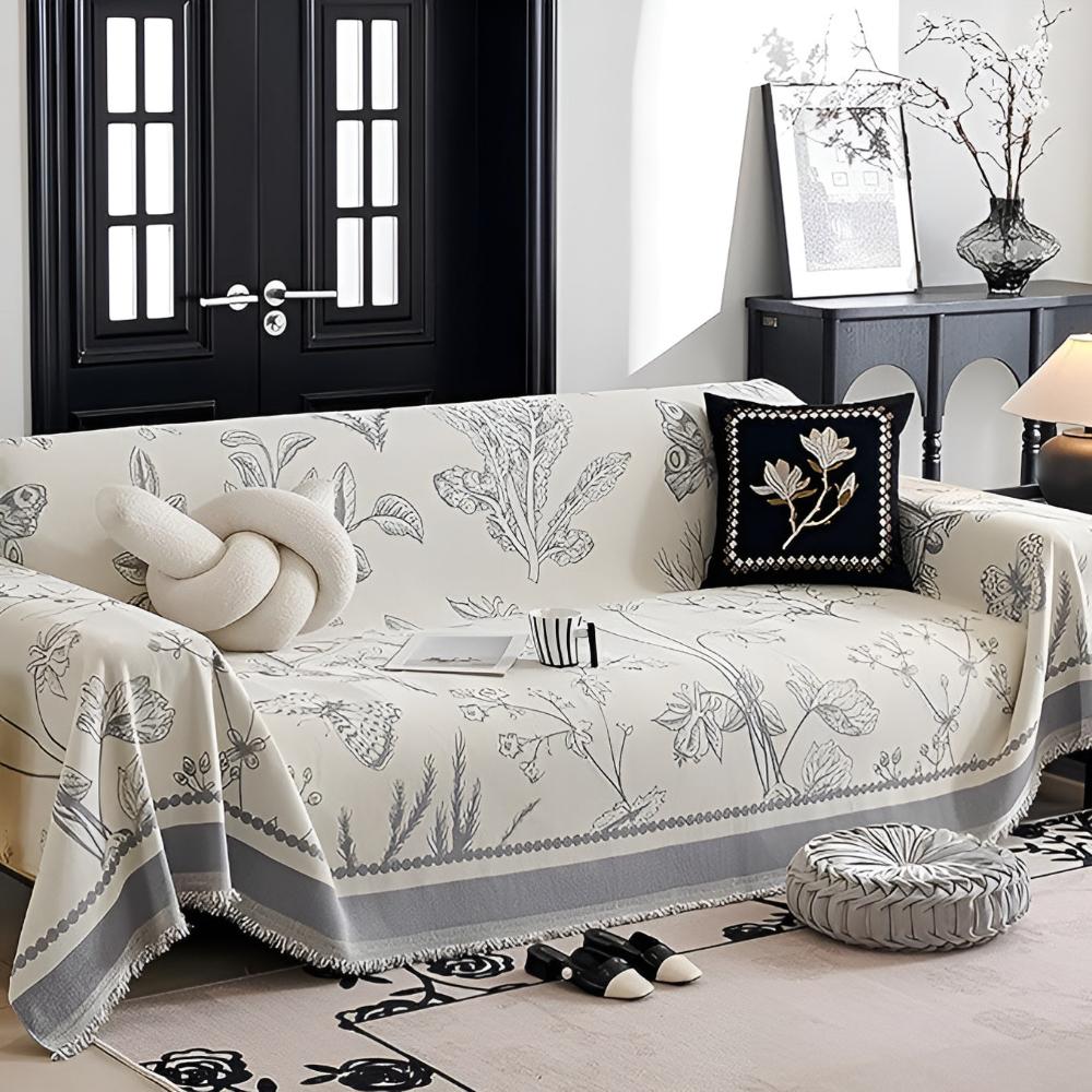 Chic Botanical Sofa Protector – Gray