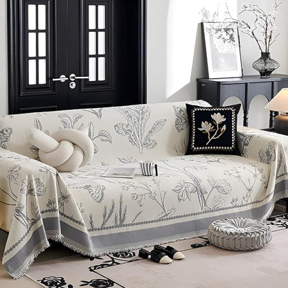 Chic Botanical Sofa Protector – Gray