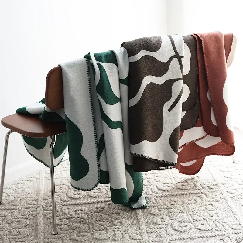 Jacquard Throw Blanket in Faux Cashmere – Cozy Nordic Style Couch Cover & Bedspread