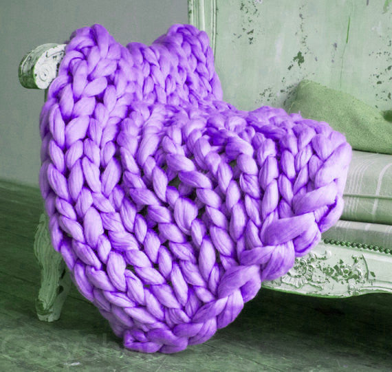 Cozy Thick Knit Throw Blanket – purple