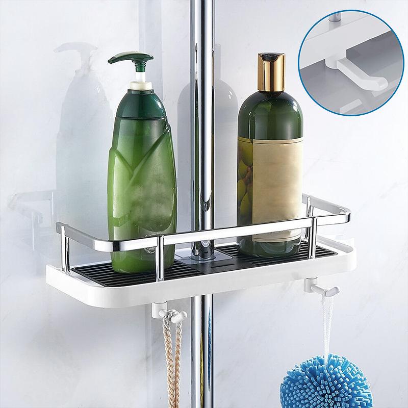Adjustable Shower Shelf Without Drilling – Rustproof Organizer for Shampoo & Accessories
