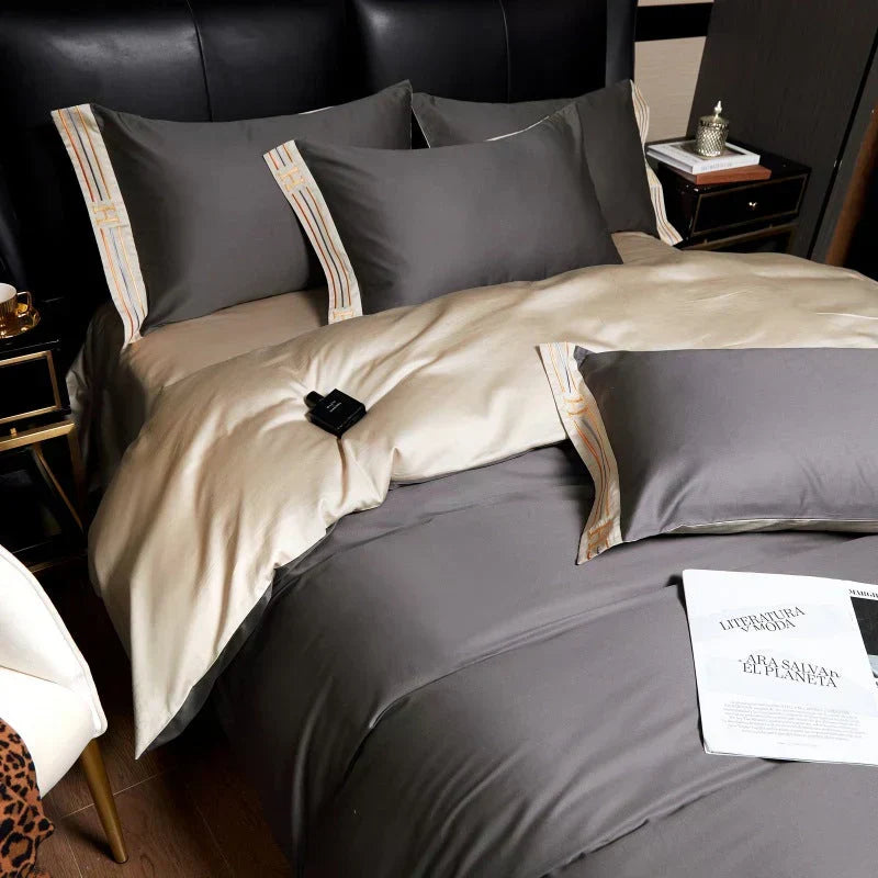 Satin-Cotton Bedding Set - Elegant Comfort for Your Bedroom