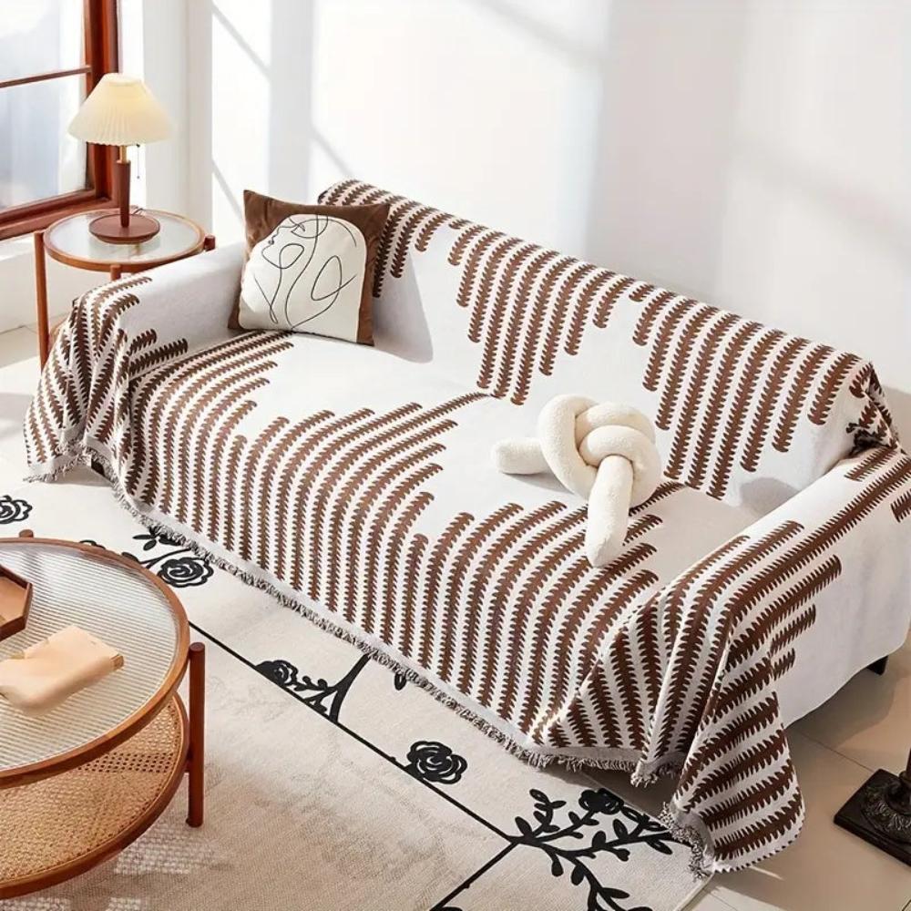 Chic Botanical Sofa Protector for Stylish Living Rooms – Brown