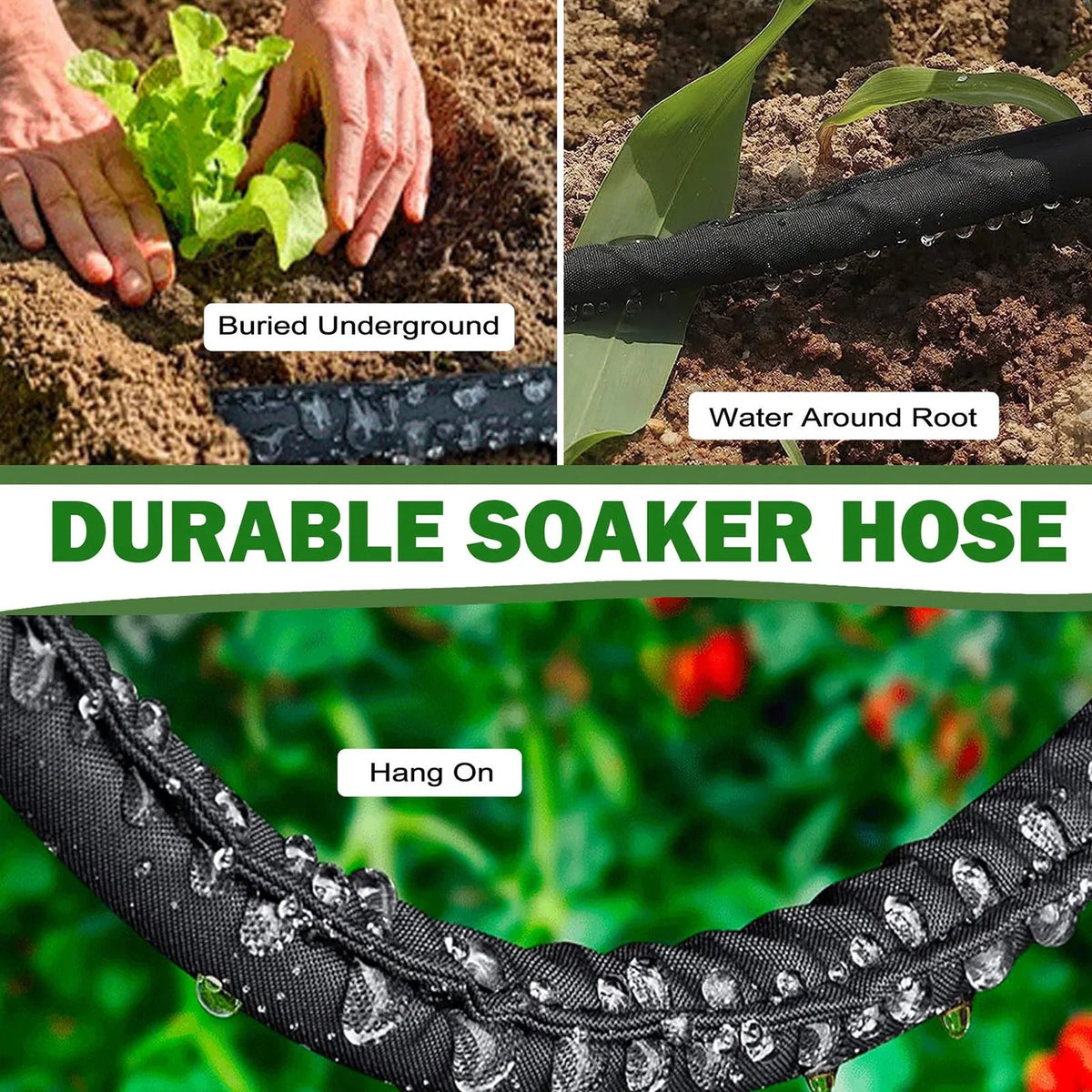 100ft Soaker Hose for Accurate Garden Root Irrigation