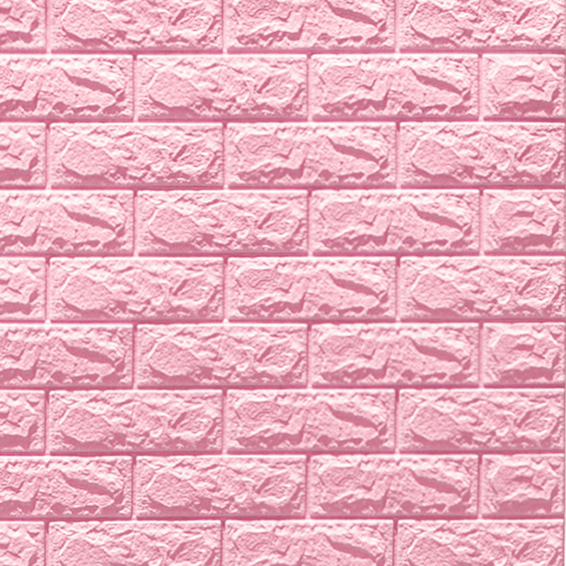 3D Foam Wall Panel in Faux Brick Design for Living Room – Waterproof Peel and Stick – Pink