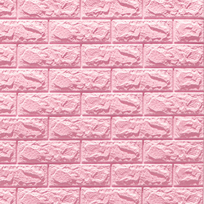 3D Foam Wall Panel in Faux Brick Design for Living Room – Waterproof Peel and Stick – Pink