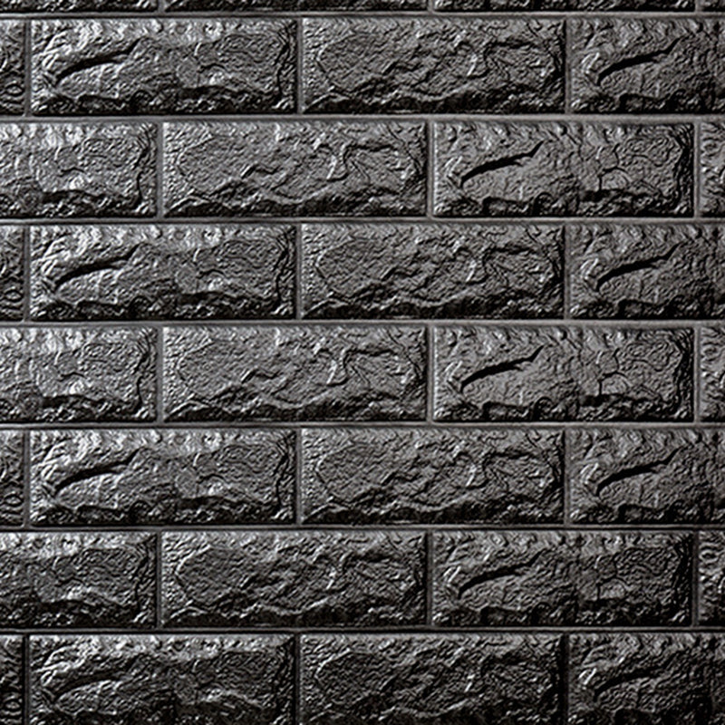 3D Foam Wall Panel in Faux Brick Design for Living Room – Waterproof Peel and Stick – Black