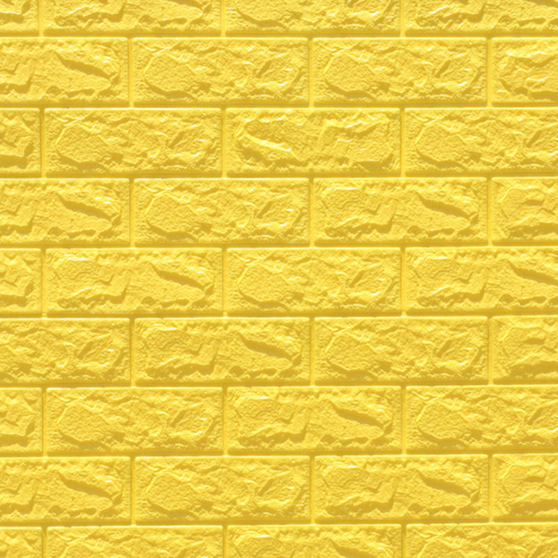 3D Foam Wall Panel in Faux Brick Design for Living Room – Waterproof Peel and Stick – Yellow