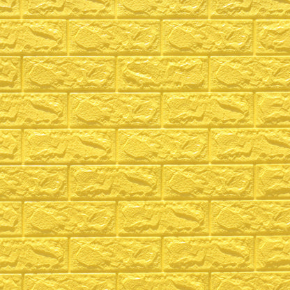 3D Foam Wall Panel in Faux Brick Design for Living Room – Waterproof Peel and Stick – Yellow