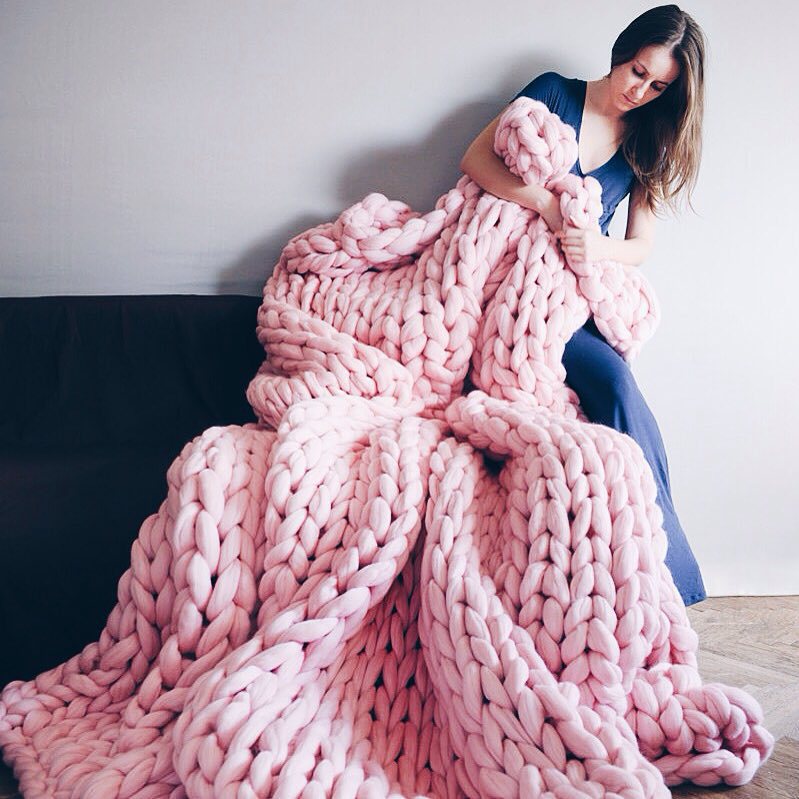 Cozy Thick Knit Throw Blanket