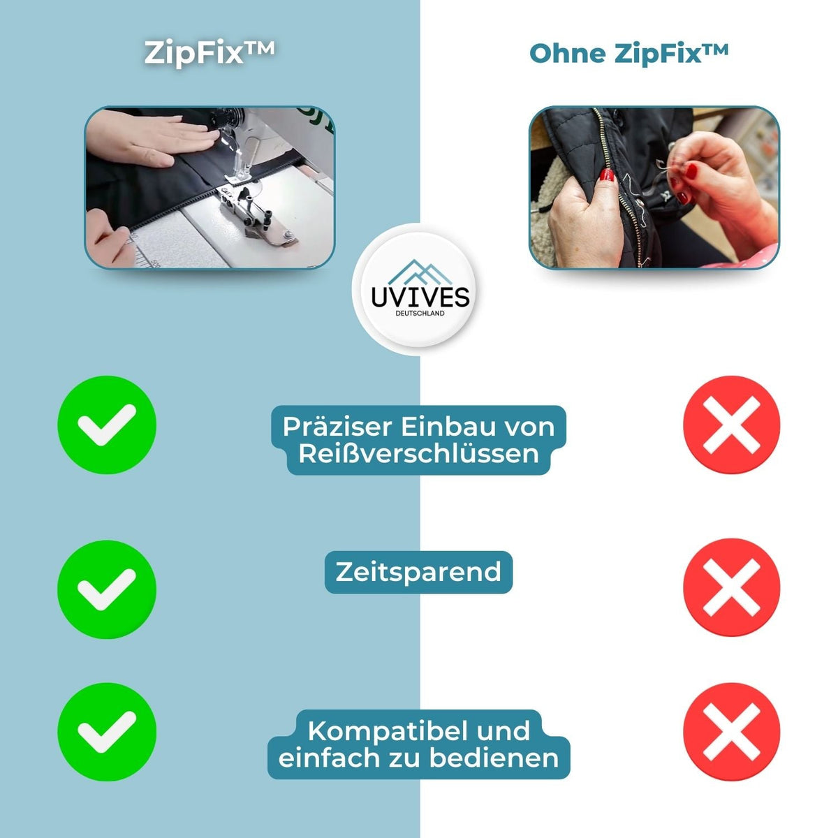 Zipper Foot for Stitch Line Positioning