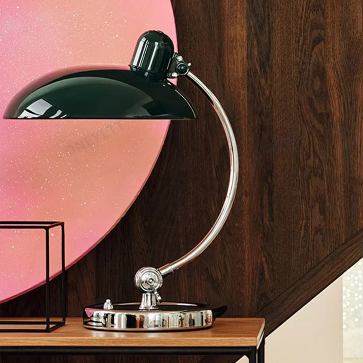 Curved Metal Desk Lamp in Chrome for Modern Bedroom Lighting