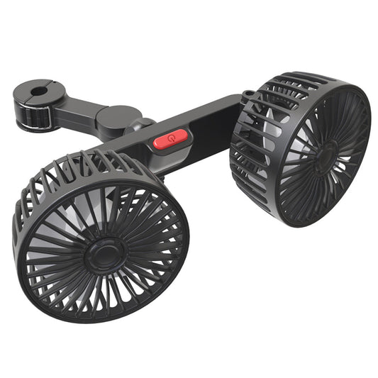 Compact Dual-Head Car Fan - 360° Rotating Air Conditioner with Strong Wind – Black