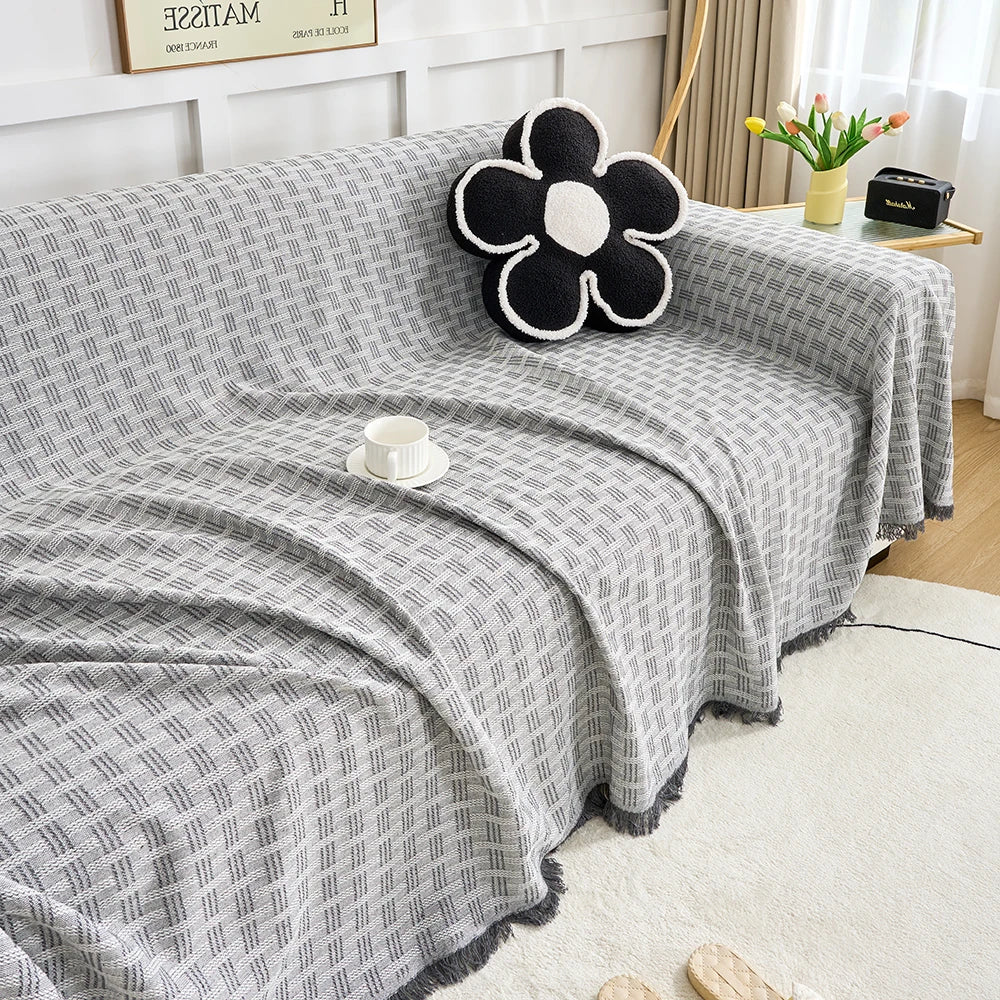 Reversible Large Sofa Throw Blanket – Light Gray