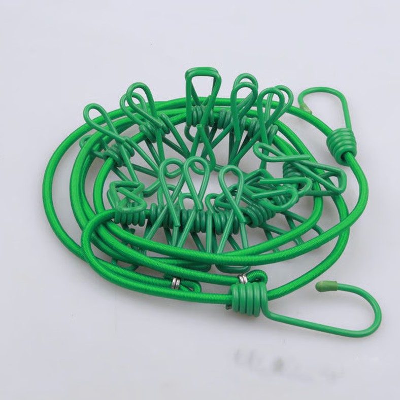 Compact Outdoor Drying Line with Clips for Every Adventure – Green