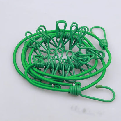 Compact Outdoor Drying Line with Clips for Every Adventure – Green
