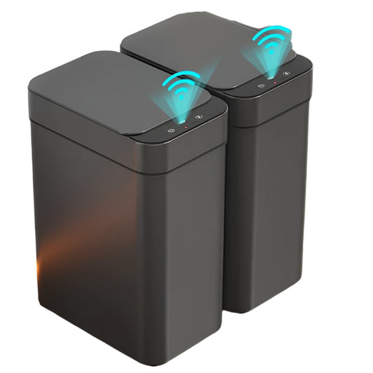 Compact Touchless Trash Can Set with Smart Sensors – 2 Pack (Black)
