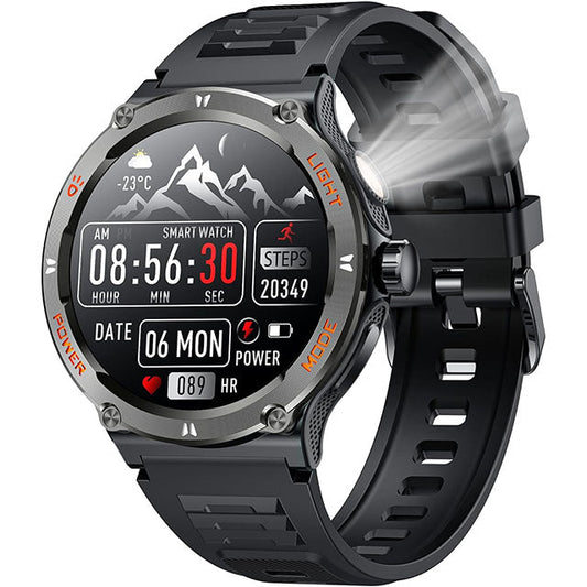 GPS Smartwatch for Men with HD Display and Flashlight Function – Black