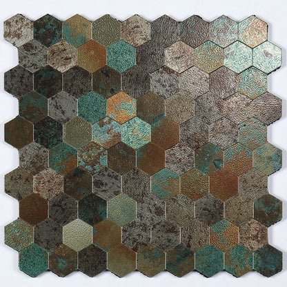Hexagon Peel and Stick Metal Mosaic Tiles for Modern Decor – Sea green