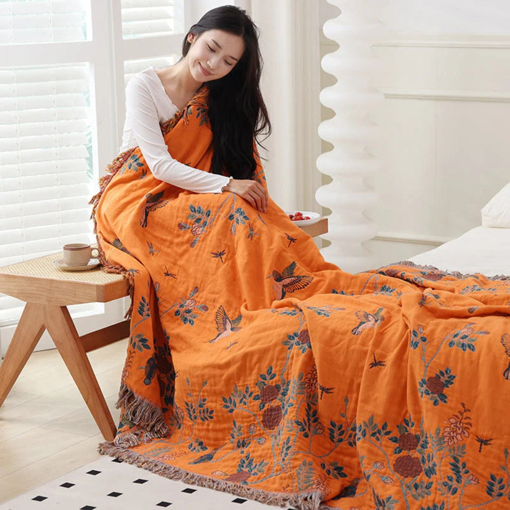 Chic Layered Cotton Throw Blanket