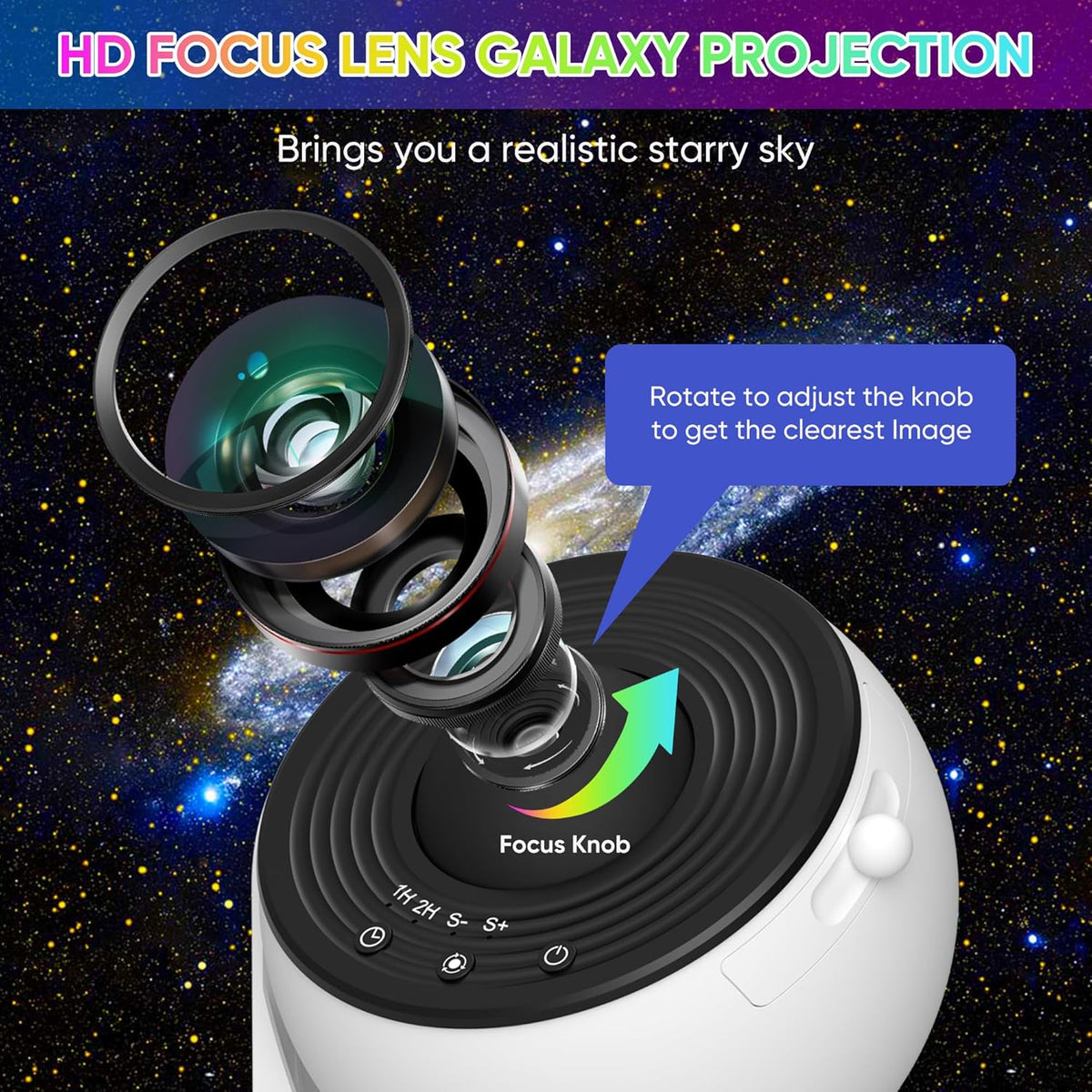 Bedroom Relaxation Projector Lamp with Starry Sky Effect